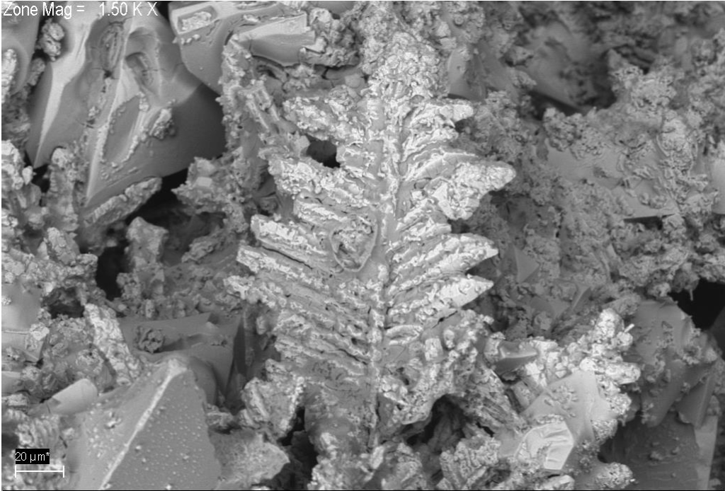 Structure formed after pouring molten zinc into water